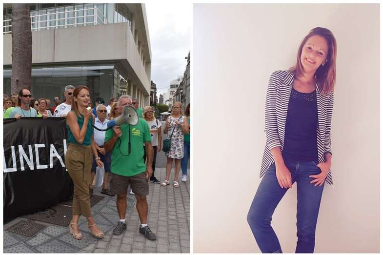 Nereida López leyó este sábado el manifiesto ciudadano en la protesta para exigir responsabilidades por los incendios (Foto TA)